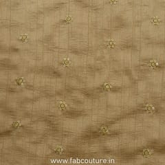Beige color Monga Silk Booti Embroidery fabric