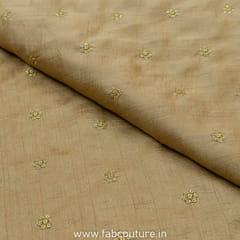 Beige color Monga Silk Booti Embroidery fabric