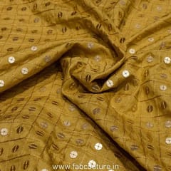 Poly  Raw Silk Embroidered Fabric