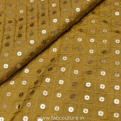 Poly  Raw Silk Embroidered Fabric