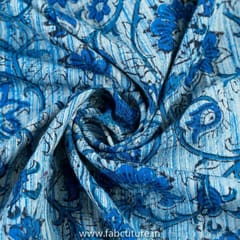 Blue Color Cotton Bagru Printed Fabric