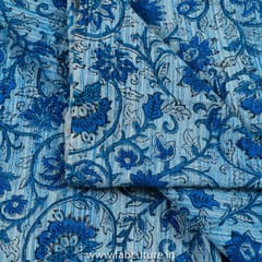 Blue Color Cotton Bagru Printed Fabric