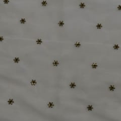 White Dyeable Net Entique Star Booti Embroidered Fabric
