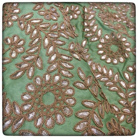 Mint Green Poly Dupion Embroidery (60 CM cut piece)