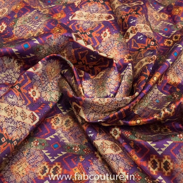Jacquard Silk Digital Patola Printed Fabric