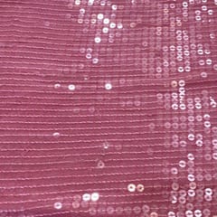 Pink Georgette Sequins Embroidery Fabric