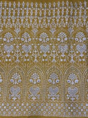 Yellow Lucknowi Georgette Embroidery Fabric