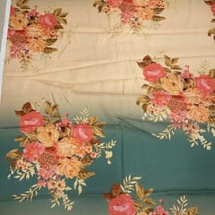 Fawn and Green Coloured Modal Satin Digital Printed Fabric
