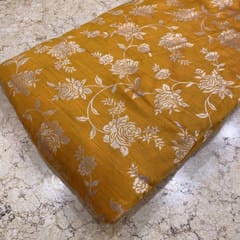 Mustard Coloured Jaal Jacquard Silk fabric