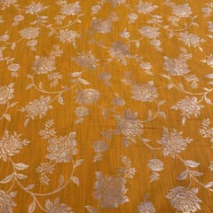 Mustard Coloured Jaal Jacquard Silk fabric