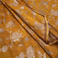 Mustard Coloured Jaal Jacquard Silk fabric