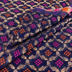 Blue Georgette Jacquard Jaal fabric