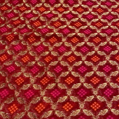 Red Georgette Jacquard Jaal fabric