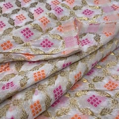 Off White Georgette Jacquard Jaal fabric
