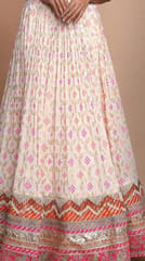 Off White Georgette Jacquard Jaal fabric