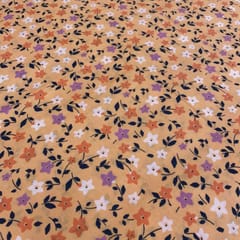 Peach Rayon Floral Printed Fabric