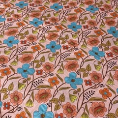 Peach Cotton Digital Printed Fabric