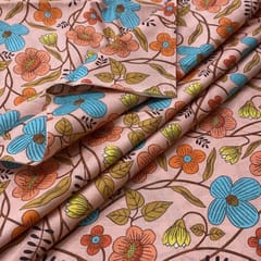 Peach Cotton Digital Printed Fabric