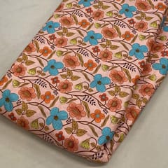 Peach Cotton Digital Printed Fabric