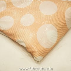 Peach Sequins Georgette Digital Dots Printed Fabric