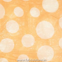 Peach Sequins Georgette Digital Dots Printed Fabric