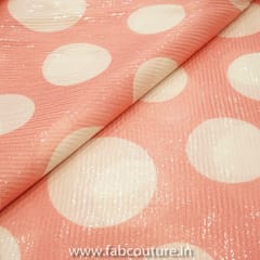 Pink Sequins Georgette Digital Dots Printed Fabric