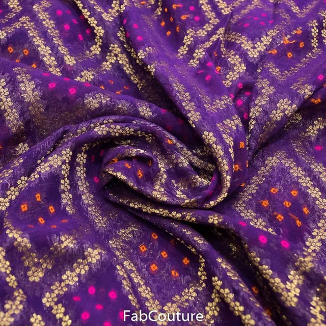 Purple Colour Georgette Jacquard Jaal fabric
