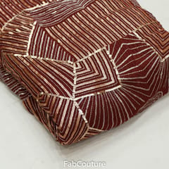 Maroon Colour Georgette Embroidered Fabric