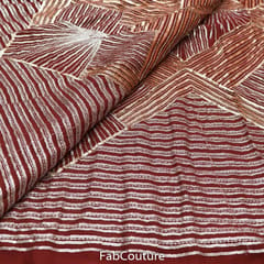 Maroon Colour Georgette Embroidered Fabric