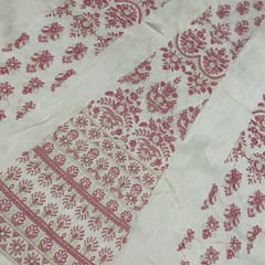 Pink Colour Poly Dupion Embroidered 6 Kali Set