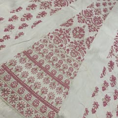 Pink Colour Poly Dupion Embroidered 6 Kali Set