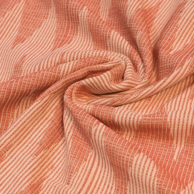 Red & White colour Chevron Cotton Jacquard fabric