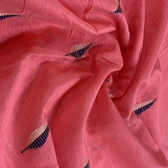 Pink Colour Chanderi Dobby Leaf Booti fabric