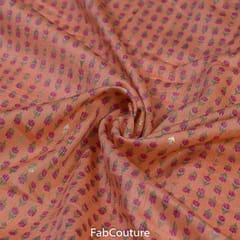 Peach Color Rayon Foil Printed Fabric
