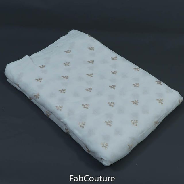 White Dyeable Georgette Embroidered Fabric