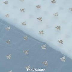 White Dyeable Georgette Embroidered Fabric