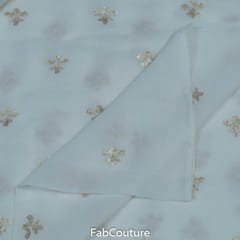 White Dyeable Georgette Embroidered Fabric