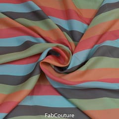 Multicolor Digital Satin Printed Fabric