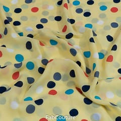 Lemon Colour Georgette Printed Fabric