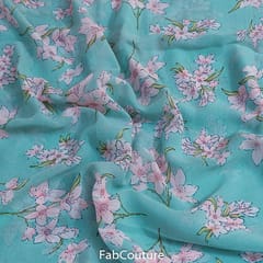 Sea Green Colour Georgette Printed Fabric