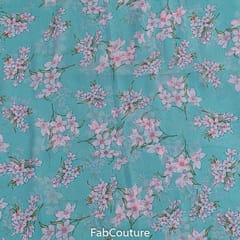 Sea Green Colour Georgette Printed Fabric