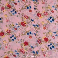 Peach Colour Georgette Printed Fabric