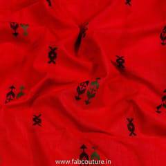 Red Colour Cotton Dobby Jacquard fabric