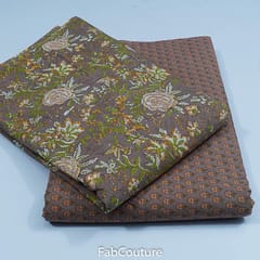 5 Mtr. Taupe Colour Cambric block print Set