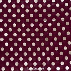 Maroon Colour Georgette Foil Dots Printed Fabric(60Cm Piece)