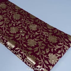 Maroon Colour Georgette Foil Floral Printed Fabric