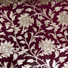 Maroon Colour Georgette Foil Floral Printed Fabric