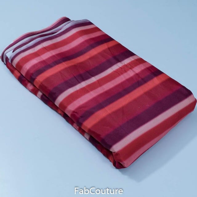Maroon Colour Chiffon Digital Printed Fabric