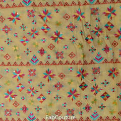 Yellow Colour Muslin Embroidered Fabric