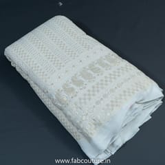 White Dyeable Georgette Embroidered Fabric